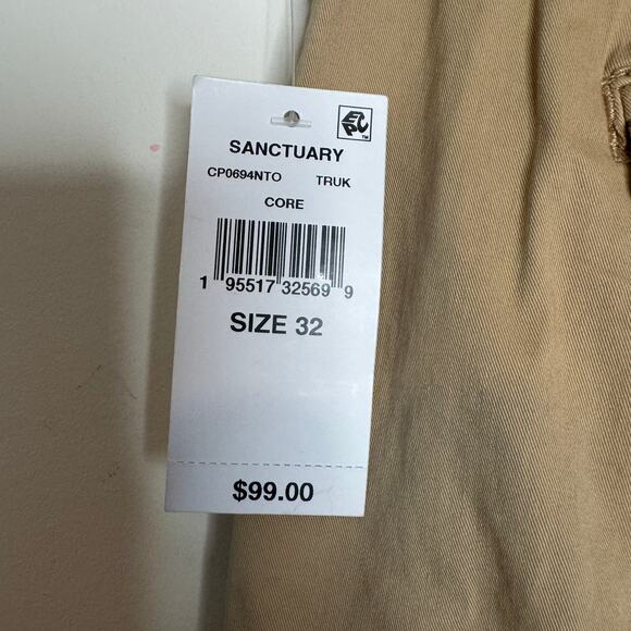 Sanctuary Rebel Cargo Pants Size 32 NWT Khaki Mid Rise Relaxed Fit Ankle Utility - Picture 9 of 9